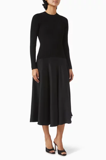 Vaughn Midi Dress in Viscose-blend & Satin