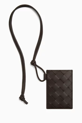 Badge Holder in Intrecciato Leather