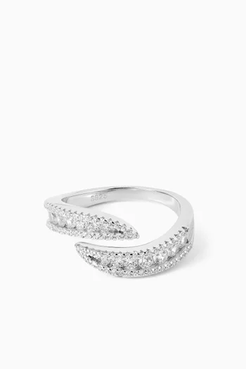 Jane Crystal Open Ring in Sterling Silver