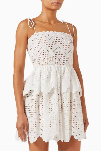 Broderie Anglaise Mini Dress in Cotton