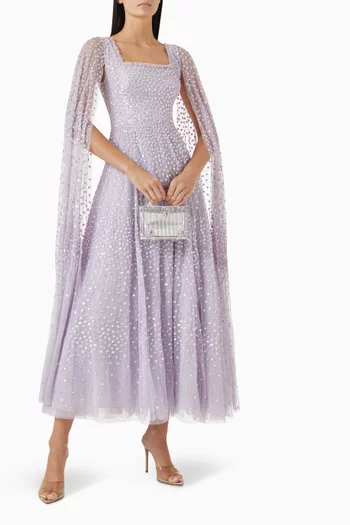 Scatter Dot Cape Gown in Tulle