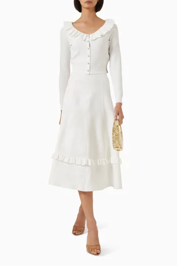 Pointelle Trim Knit Cardigan in Viscose Blend