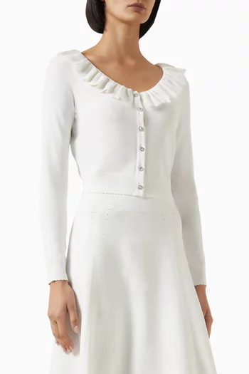 Pointelle Trim Knit Cardigan in Viscose Blend