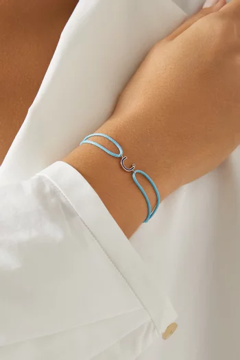 Arabic Initial Letter 'N' Thread Bracelet in 18kt White Gold