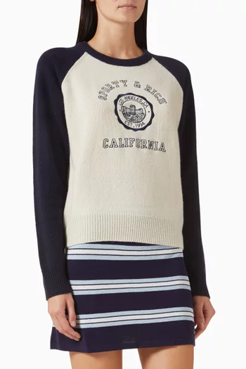 NY Crest Baseball Sweater in Cashmere Blend