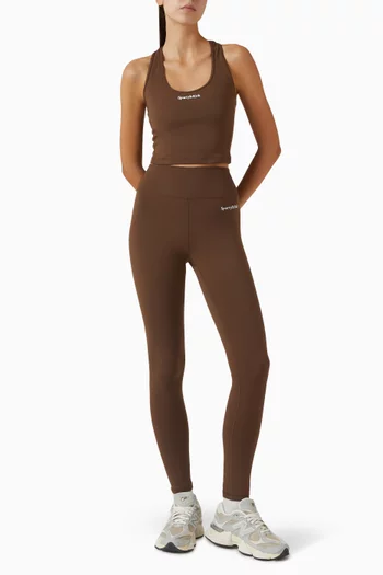 Serif Logo Sports Cropped Tank Top in Stretch Nylon