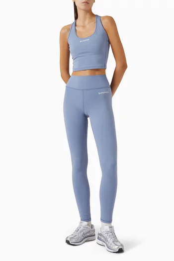 Serif Logo Sports Cropped Tank Top in Stretch Nylon