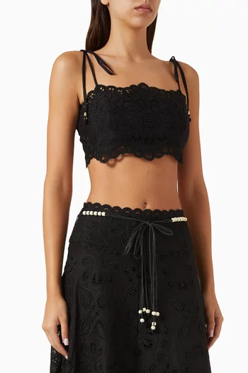 Rhiannon Embroidered Crop Top in Cotton