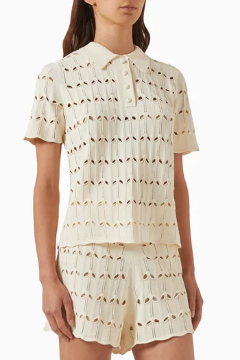 Rhiannon Pointelle Polo Shirt in Knit