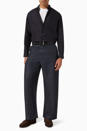 Regular Collar Shirt in Cotton-silk Twill