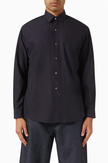 Regular Collar Shirt in Cotton-silk Twill