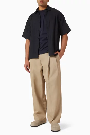 Embroidered Short-sleeved Shirt in Cotton