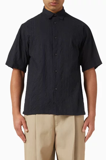 Embroidered Short-sleeved Shirt in Cotton