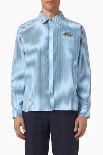 قميص بيرس بتطريز غصن زيتون قطن