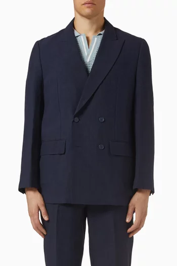 Tailored Double-breasted Blazer in Linen
