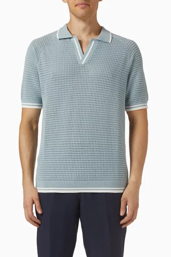 Casa Martini Knitted Tennis Polo Shirt in Cotton