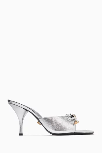 Opera 85 Bow Mules in Metallic Leather