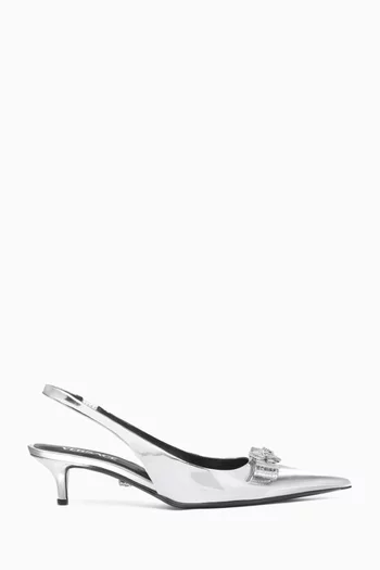 Gianni Ribbon 45 Slingback Pumps in Metallic Leather