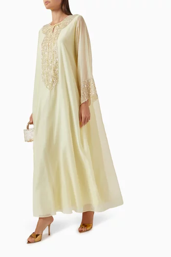 Bead-embellished Kaftan in Cotton