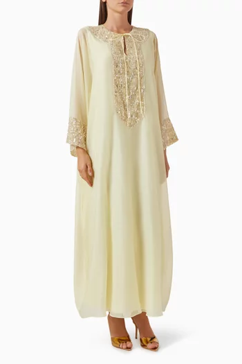 Bead-embellished Kaftan in Cotton