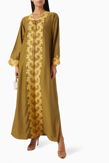 Lace-front Kaftan in Cotton