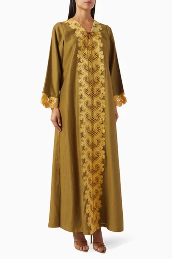 Lace-front Kaftan in Cotton