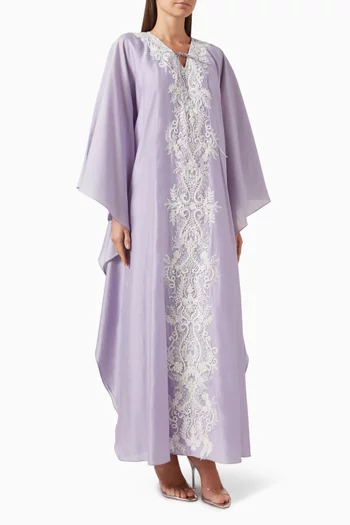 Bead-embellished Kaftan in Cotton
