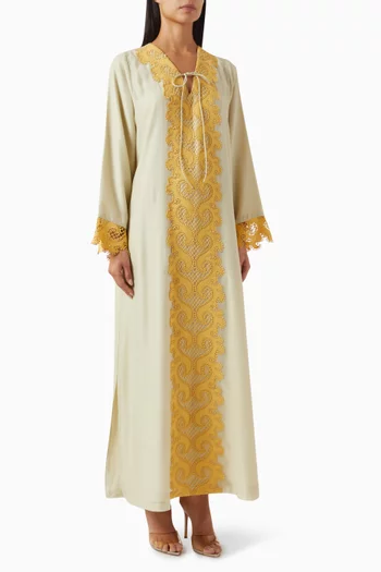 Lace-front Kaftan in Cotton