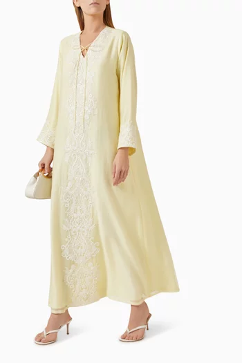 Pearl & Bead-embellished Kaftan in Cotton