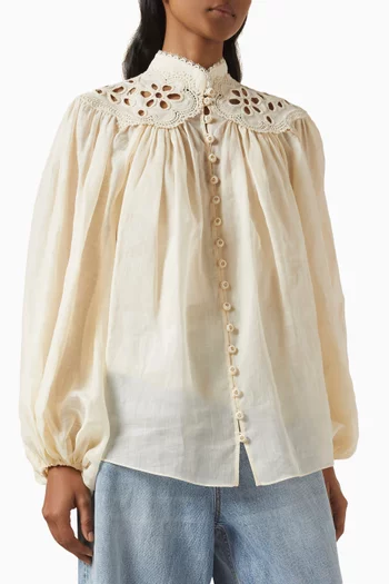 Coco Embroidered Blouse in Ramie