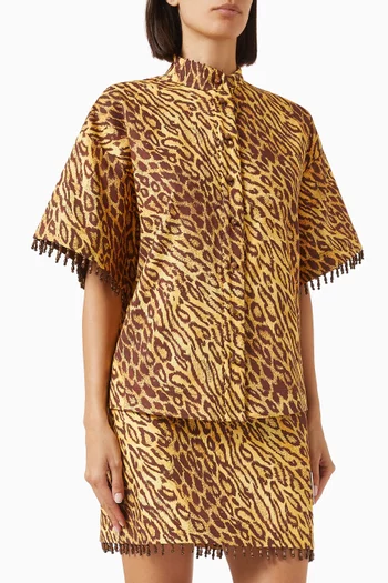Coco Bead-embellished Fringe Shirt in Cotton