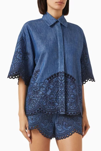 Coco Embroidered Shirt in Denim