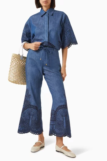 Coco Embroidered Shorts in Denim
