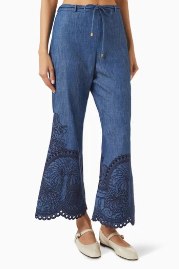Coco Embroidered Shorts in Denim