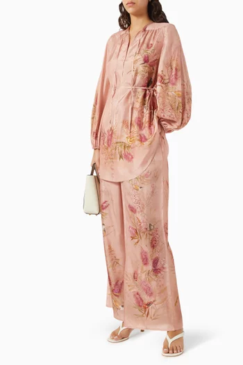 Cascadian Wide-leg Pants in Silk Habotai