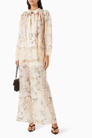 Cascadian Lace-trim Pants in Ramie