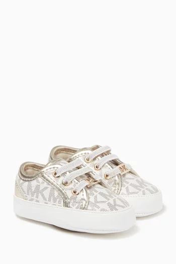 Monogram Sneakers in Faux Leather & Rubber