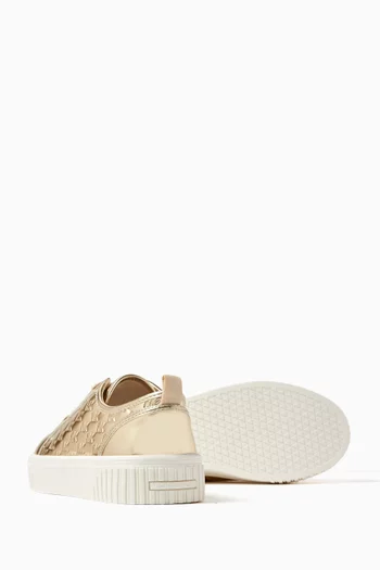 Aline Monogram Embossed Sneakers in Faux Leather
