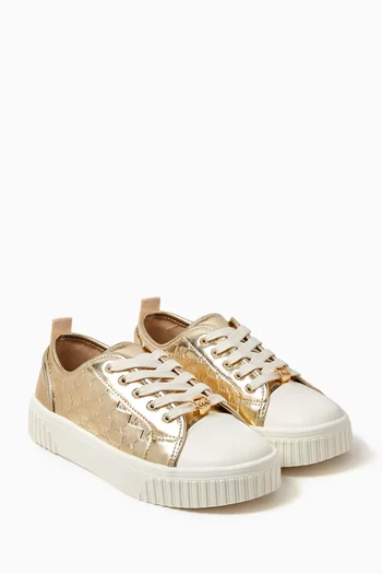Aline Monogram Embossed Sneakers in Faux Leather