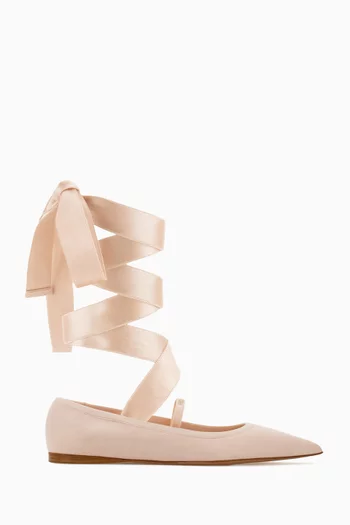 Ribbon Ballerina Flats in Leather