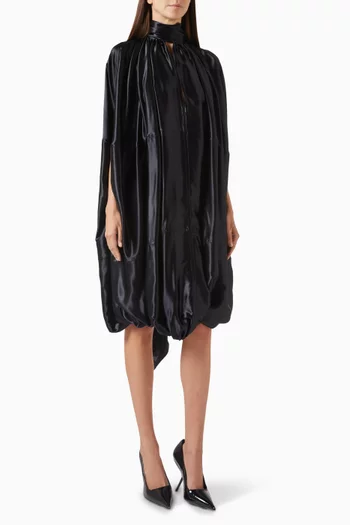 فستان قصير بوشاح وقصة واسعة فيسكوز