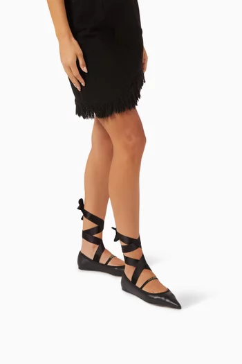 Ribbon Ballet Flats in Leather