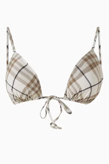 Check-print Bikini Top
