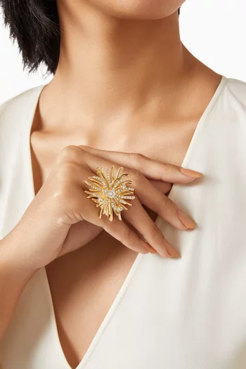Orchestre Crystal Ring in Gold-tone Brass