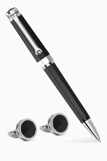 NeroUno Ballpoint Pen & Cufflinks in Steel
