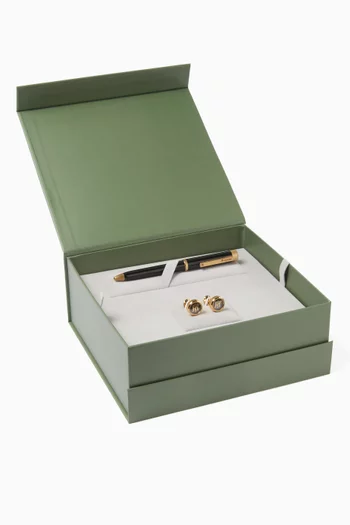 Zero Ballpoint Pen & Cufflinks in Steel
