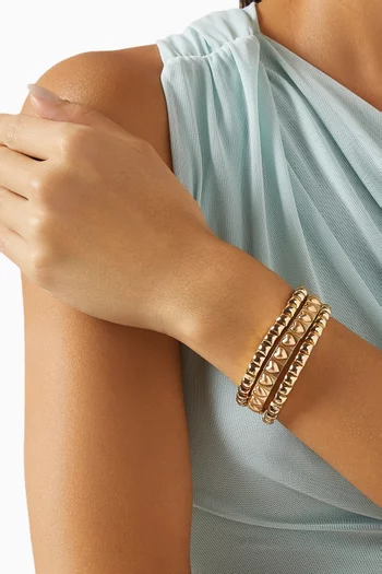 The Puffy Heart Stud Bracelet Stack in Gold-plated Metal, Set of 3