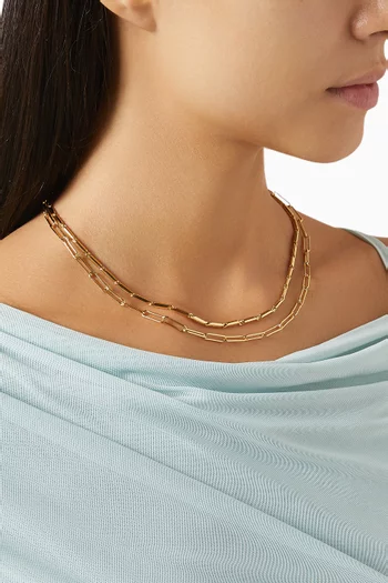 The Chain Reaction Necklace Duo in Gold-plated Metal, Set of 2