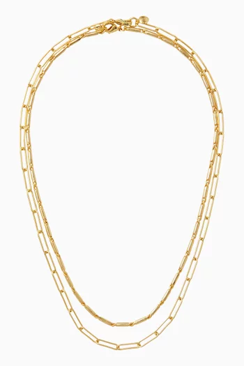 The Chain Reaction Necklace Duo in Gold-plated Metal, Set of 2