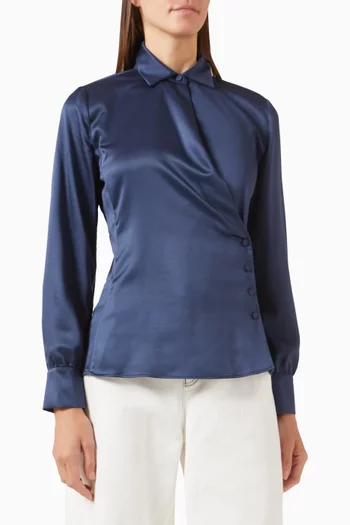 Button Wrap Shirt in Satin